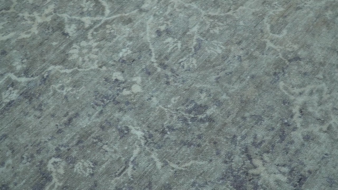 Blue And charcoal Transitional Design Hand Knotted 8.8x11.6 Wool Area Rug