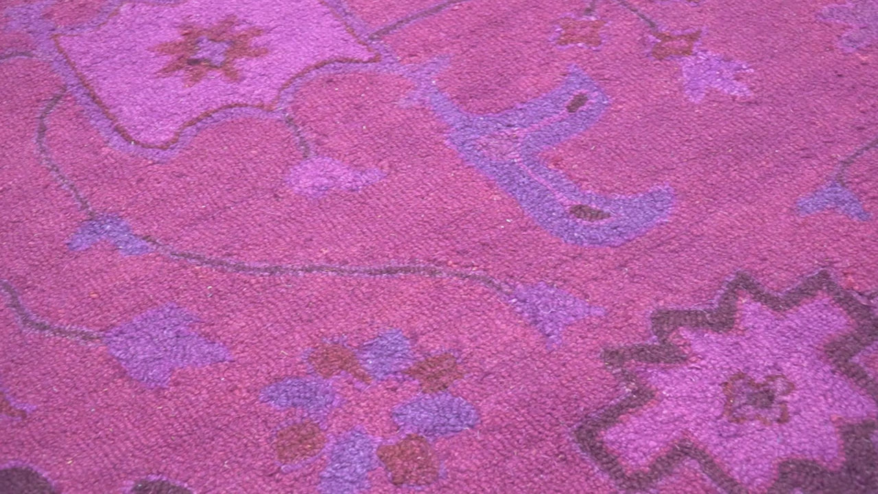 Custom Made Overdyed Traditional Oushak Purple Hand Tufted Wool Area Rug