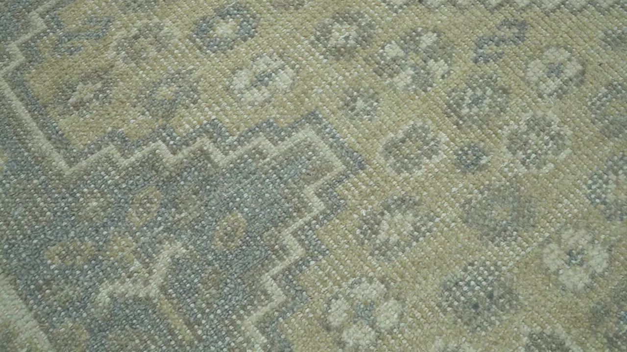 Beige And Gray Traditional Turkish Design Hand Knotted Custom Made Wool Rug