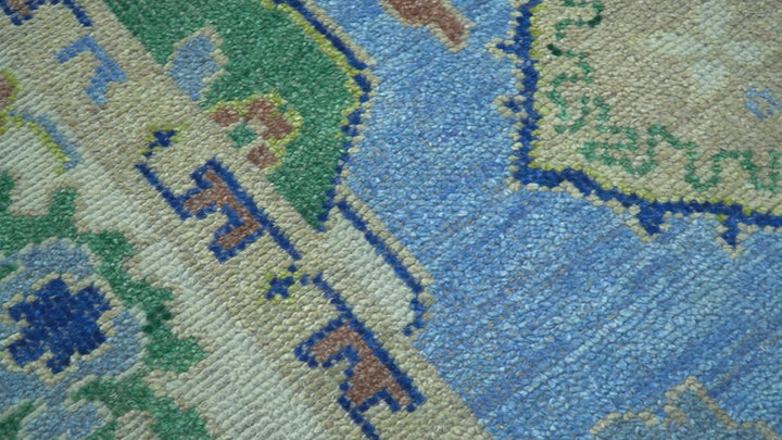 Traditional Turkish Design Blue And Ivory 8x10 Hand knotted Wool Rug