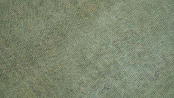 Traditional Turkish Fine Blue And Beige 9.7x12 Hand Knotted Wool Rug