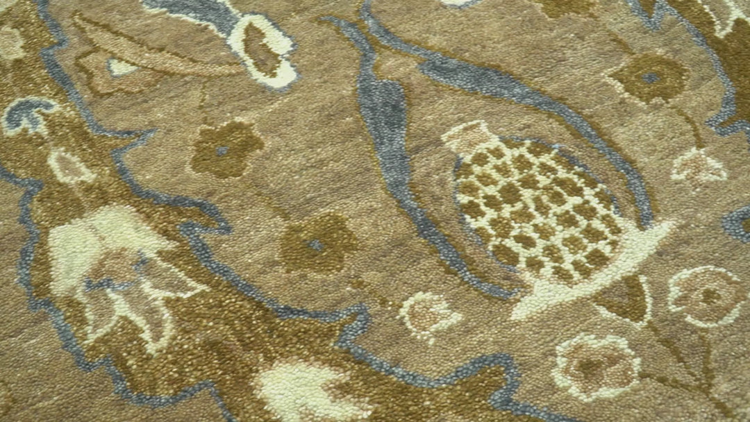 Custom Made Traditional Oushak Brown Hand Tufted Wool Area Rug