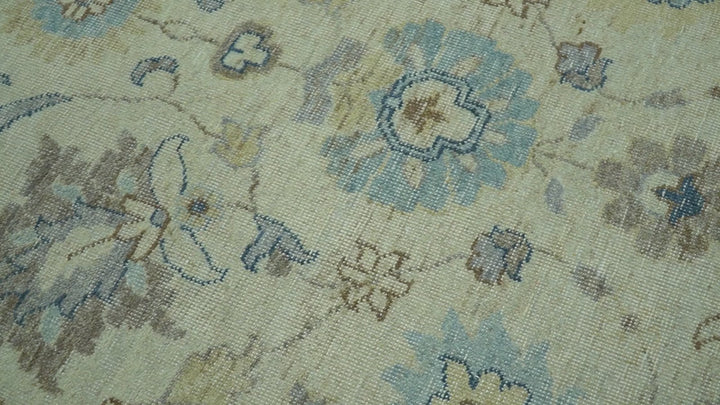 Distressed traditional Design Blue And Beige Hand Knotted 8x10 Wool Area Rug