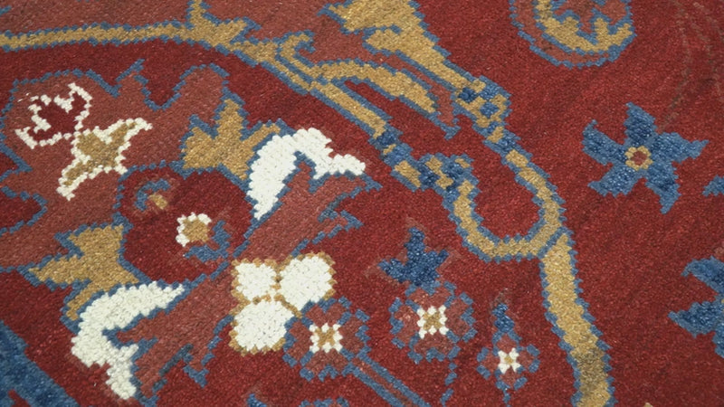 Hand Knotted Maroon, Blue And Beige Traditional Pattern 8x10 Wool Area Rug