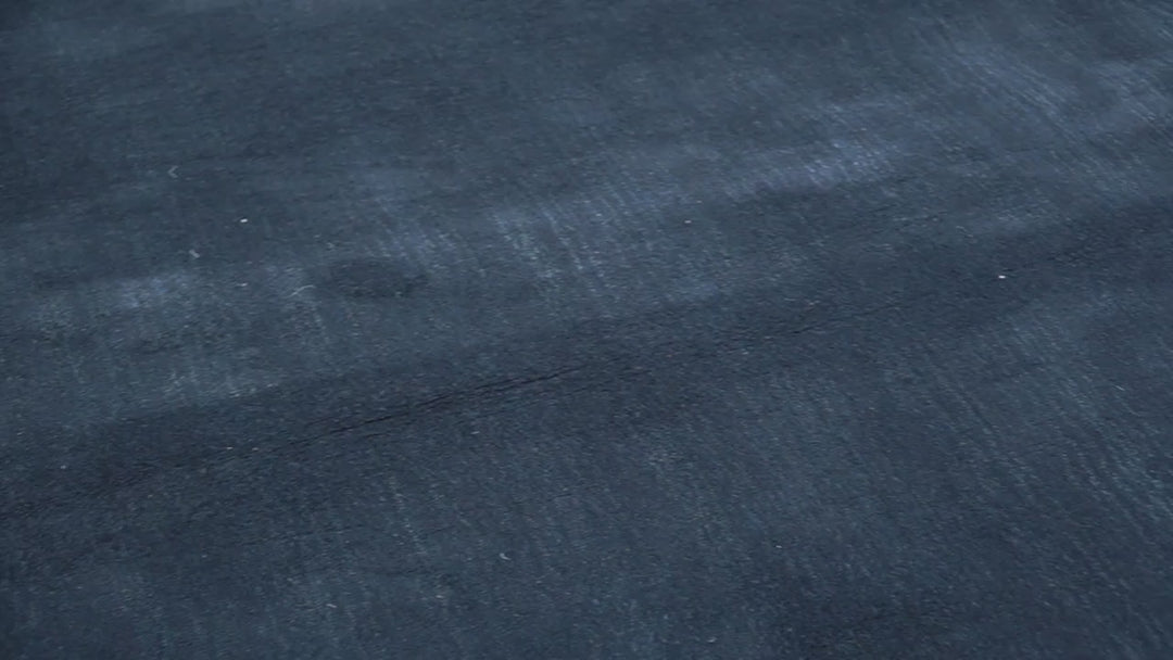 Modern Solid Design Navy Blue Hand Loom 8.9x12.8 Art Silk Rug