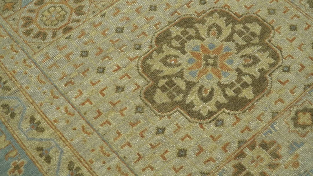 Fine Blue And Beige Traditional Mamluk Design Hand Knotted 8x10 Wool Area Rug