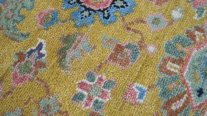 Hanoi Oriental Design Mustard Hand Knotted Wool Area Rug