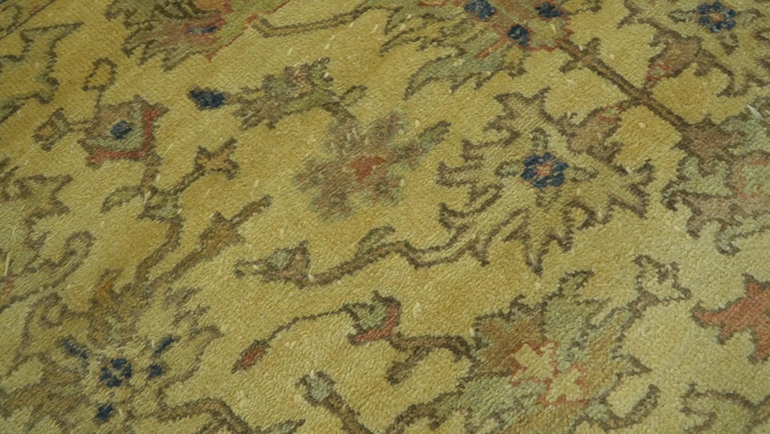 Heriz Traditional Design Gold And Rust 5x6.7 Hand Knotted Wool Area Rug