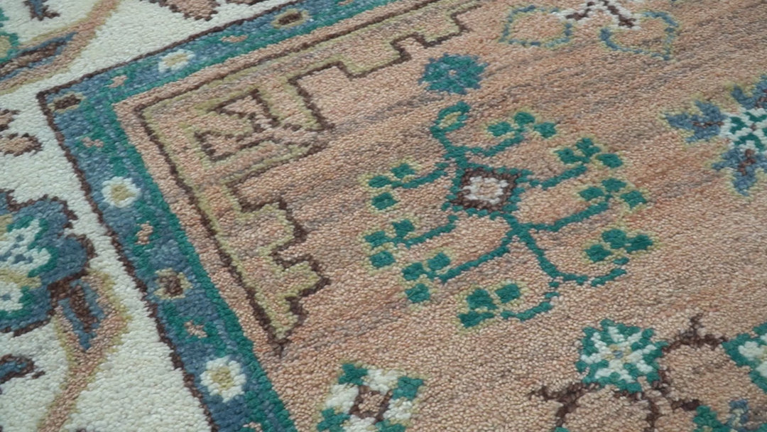 Hand knotted Peach Traditional Khotan Design 8x10 Wool Area Rug