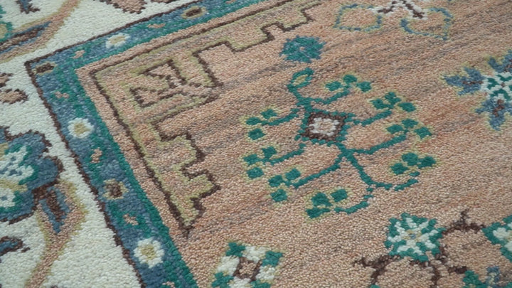 Hand knotted Peach Traditional Khotan Design 8x10 Wool Area Rug