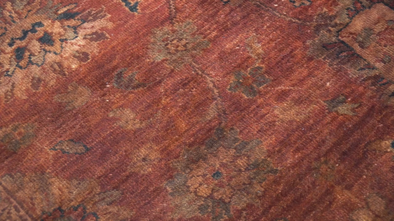 8x10 Traditional Overdyed Red And Black Hand Knotted Wool Area Rug