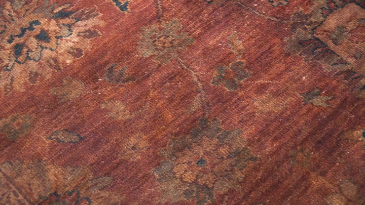 8x10 Traditional Overdyed Red And Black Hand Knotted Wool Area Rug