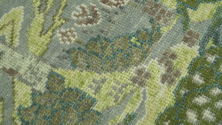 Green And Gray Nature Jungle Hand Knotted Custom Made wool area rug