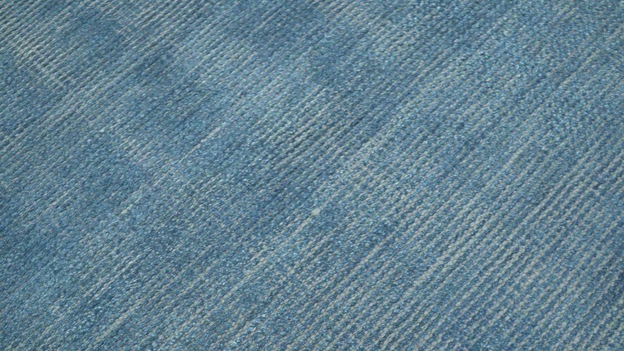 Modern Solid Design Gray And Blue 5x8 Hand Knotted Wool Area Rug