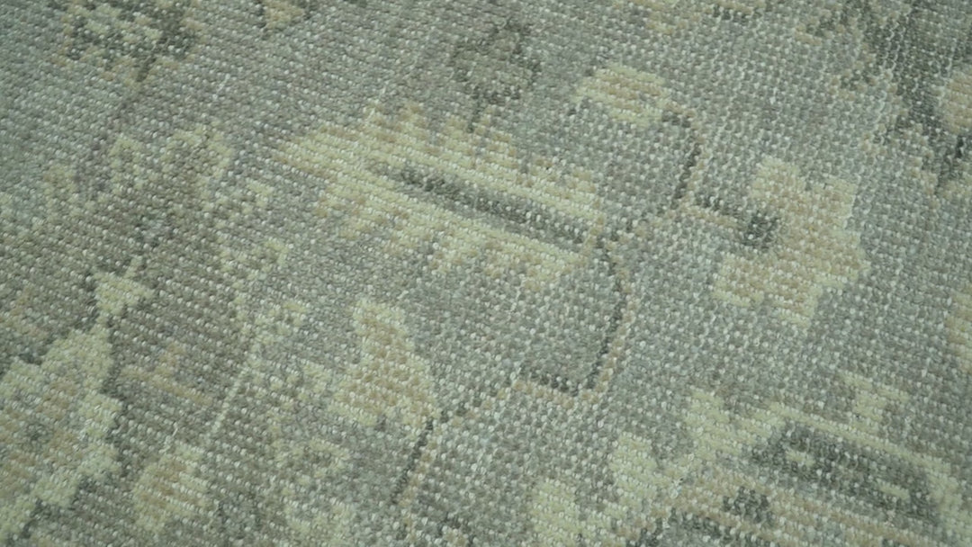 Custom Made Gray And Ivory Traditional Turkish Design Hand knotted Wool Area Rug