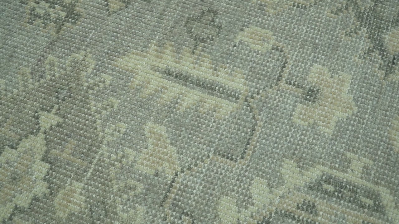 Custom Made Gray And Ivory Traditional Turkish Design Hand knotted Wool Area Rug