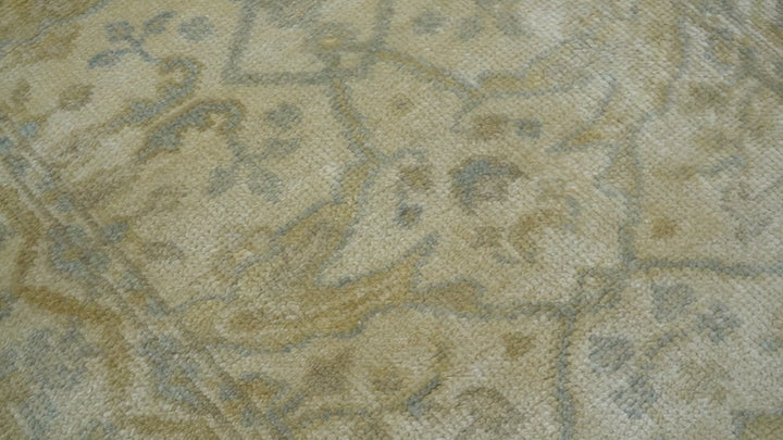 Runner Hand Knotted Traditional Oushak Design Beige 3x10 Wool Rug