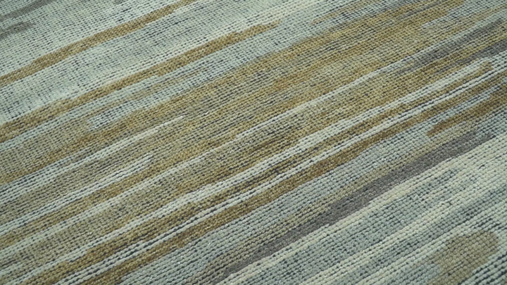 Custom Made Modern Abstract Design Brown And Gray Hand Knotted Wool Area Rug