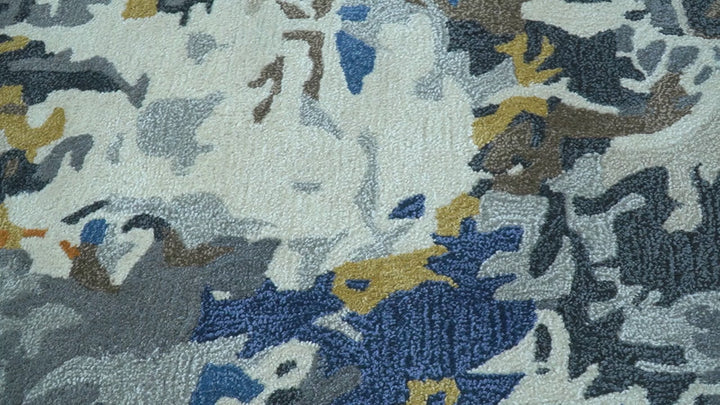 Custom Made Multi-color Modern Abstract Hand Tufted Wool-Art Silk Rug