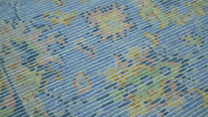 Traditional Oushak Design Blue Hand knotted 6x9 Wool Area Rug