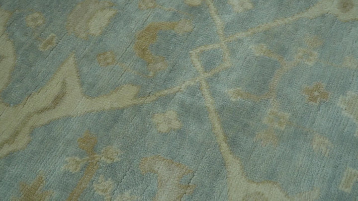 Blue And Beige Traditional Oushak Design Hand Knotted 6x9 wool area rug