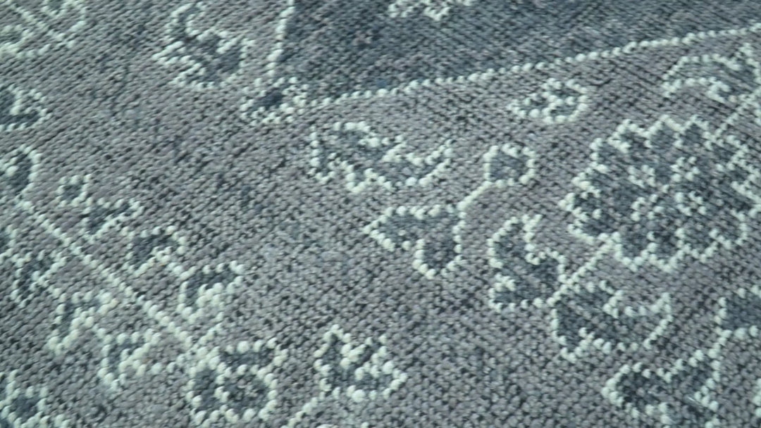 Custom Made Traditional Turkish Design Gray Hand Knotted Wool Area Rug