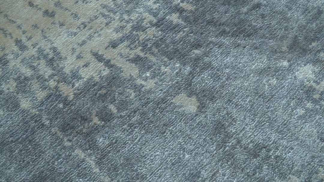 Modern Abstract Design Gray And Silver 9x11 Hand Knotted Bamboo Silk Area Rug