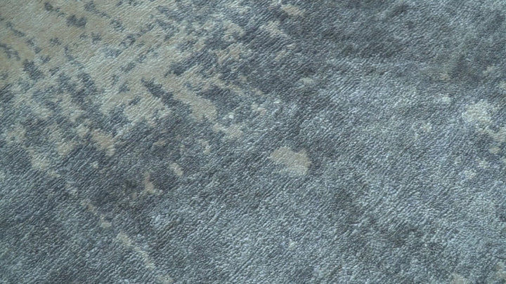 Modern Abstract Design Gray And Silver 9x11 Hand Knotted Bamboo Silk Area Rug