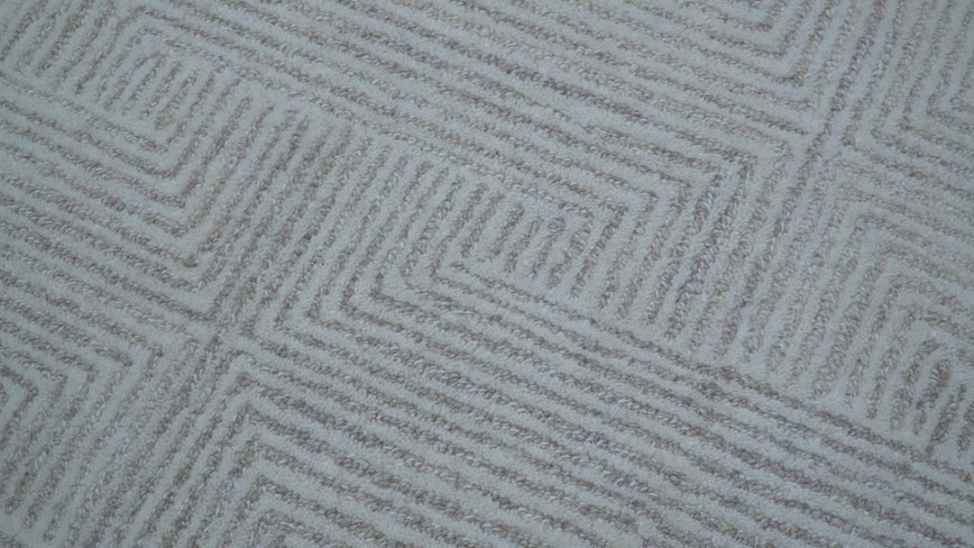 Custom Made White Beige Modern Style Hand Tufted Wool Area Rug