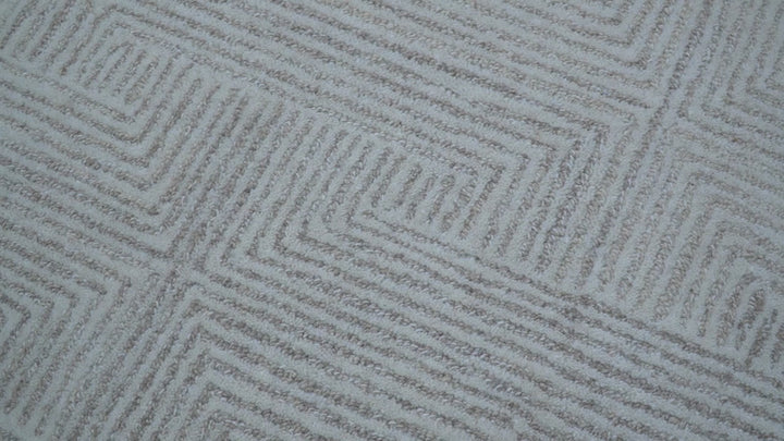 Custom Made White Beige Modern Style Hand Tufted Wool Area Rug