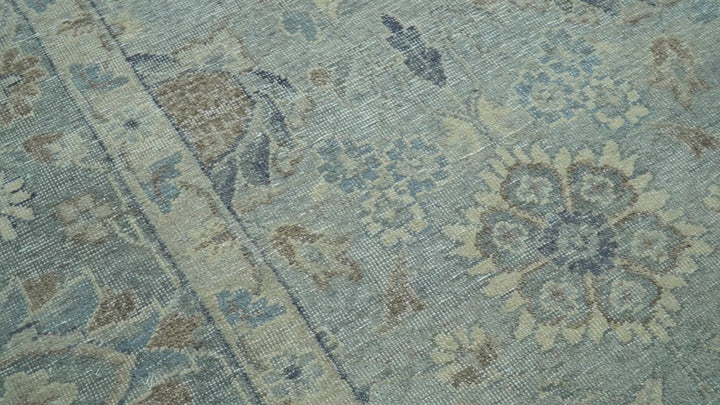 Distressed traditional And Beige Hand Knotted 10x14 Wool Area Rug