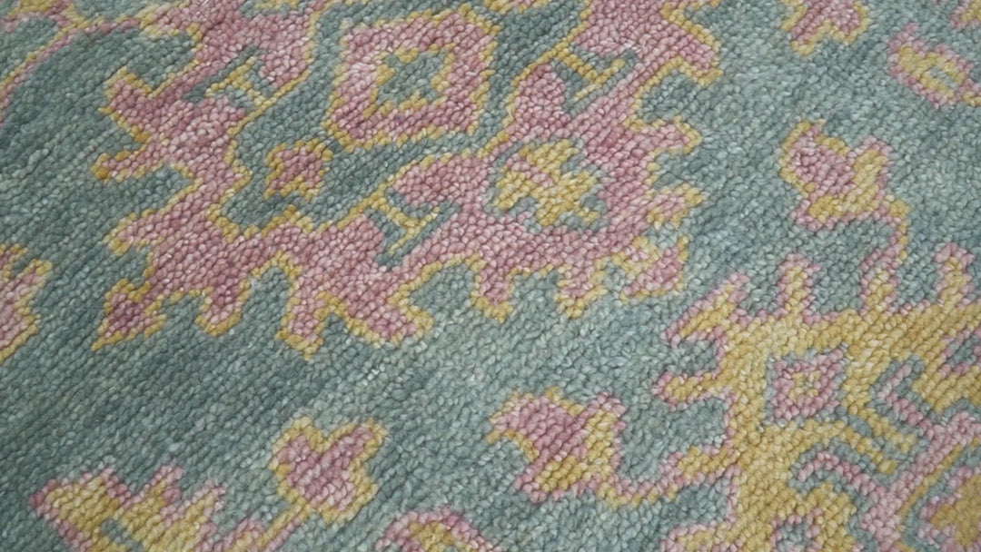 Traditional Design Teal And Pink 3x5 Hand knotted Wool Area Rug