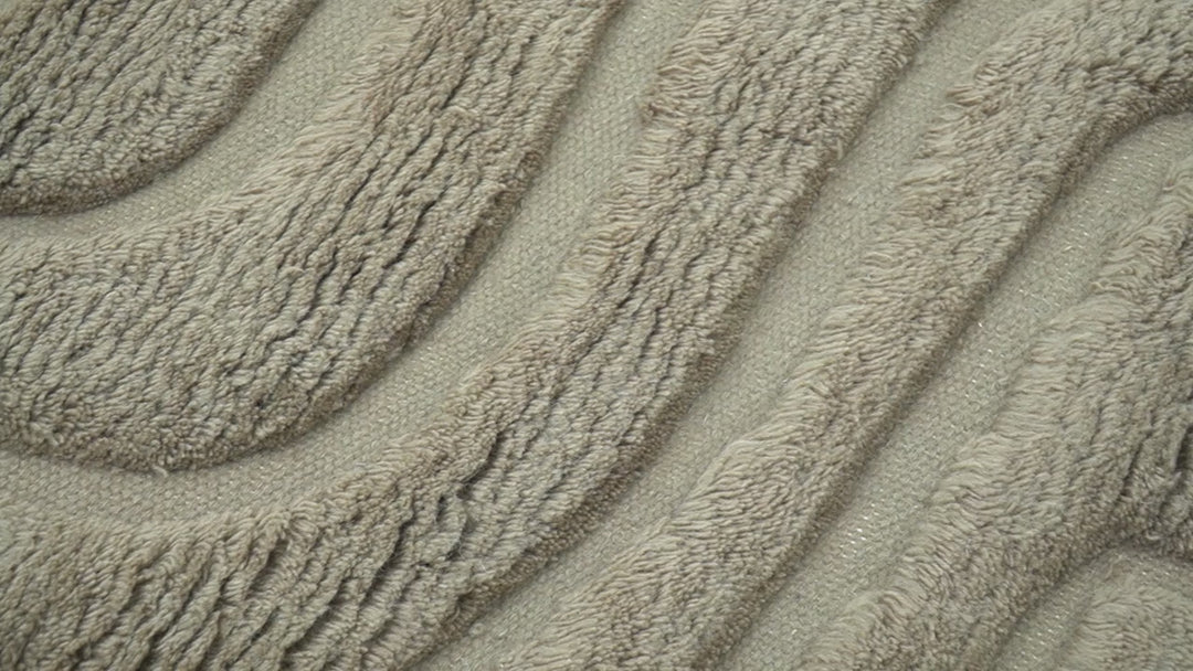 Custom Made Modern Contemporary Beige And Gray Hand Knotted Wool Rug