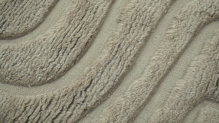 Custom Made Modern Contemporary Beige And Gray Hand Knotted Wool Rug