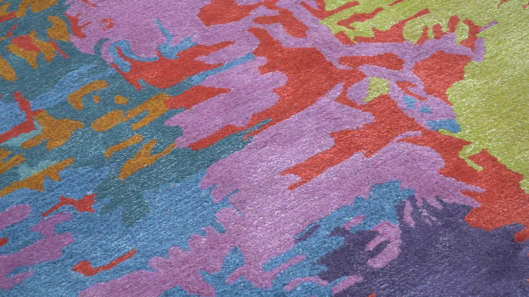 Custom Made Modern Abstract Multi-color Hand Tufted Wool-Art Silk Rug