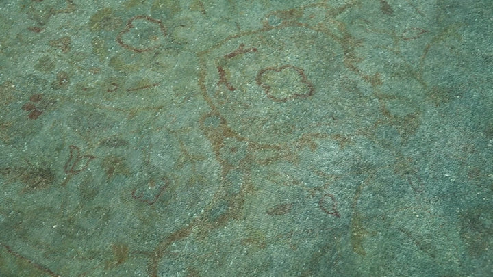 Overdyed Traditional Oriental Oushak Teal Hand knotted Wool Area Rug