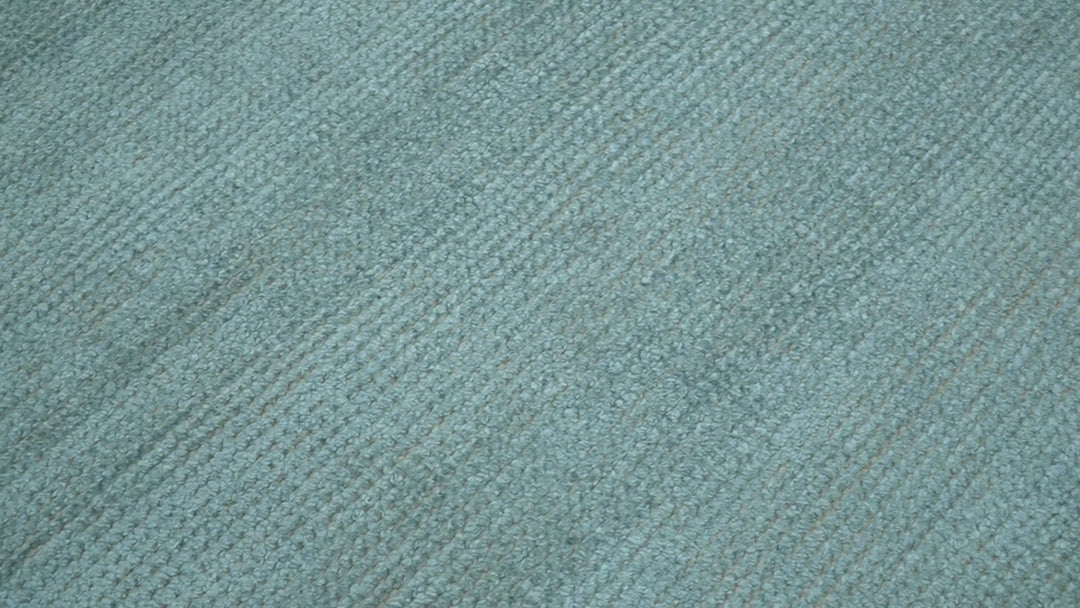 Blue Modern Solid Low Pile Hand Knotted 10x14 Bamboo Silk Area Rug