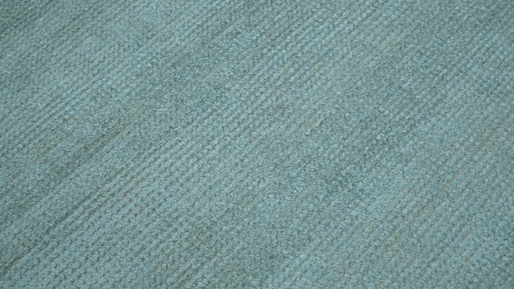 Blue Modern Solid Low Pile Hand Knotted 10x14 Bamboo Silk Area Rug