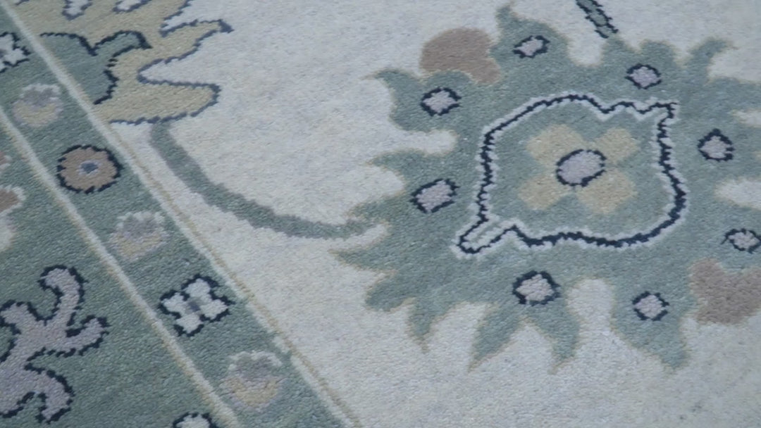 Idris Custom Made Modern Oushak Light Silver And Ivory Wool Area Rug