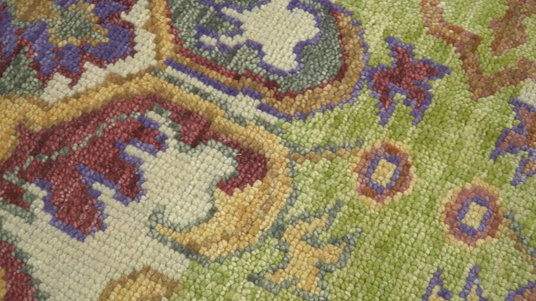 Green, Ivory And Gold Transition Hand Knotted Custom Made wool area rug