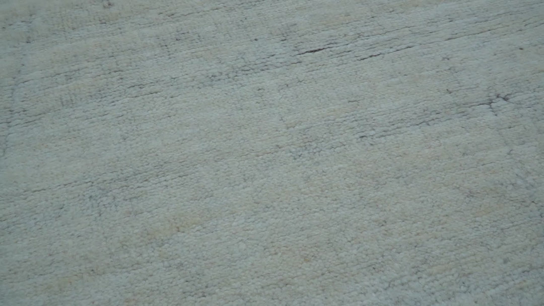 Custom Made Modern Contemporary White and Brown Hand Knotted Wool Rug