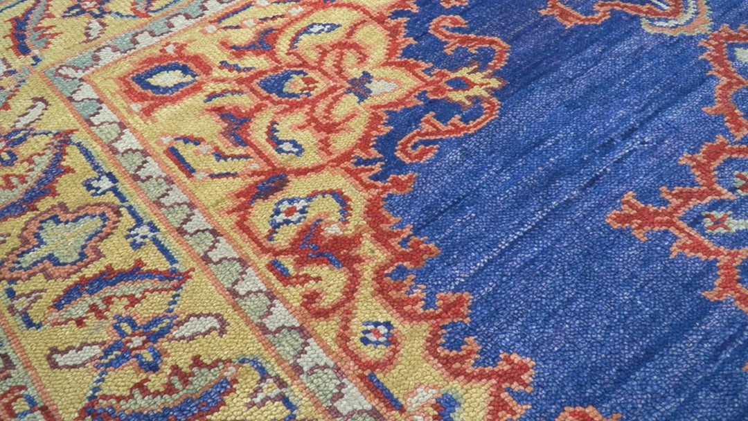 Isfahan Custom Made Traditional Blue And Beige Hand Knotted Wool Rug