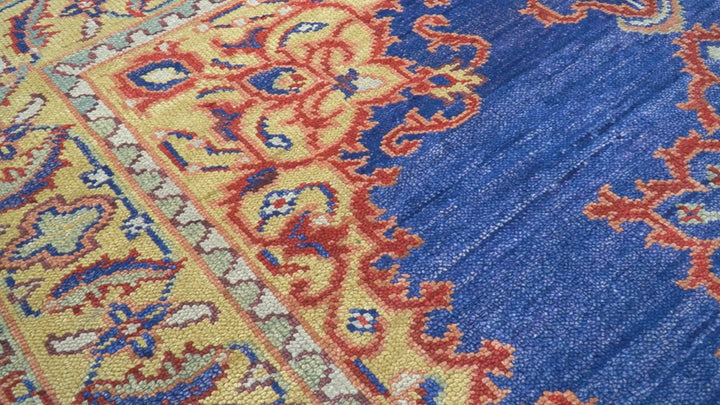 Isfahan Custom Made Traditional Blue And Beige Hand Knotted Wool Rug