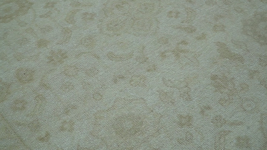 Traditional Turkish Design Beige Hand Knotted 9x12 Wool Area Rug