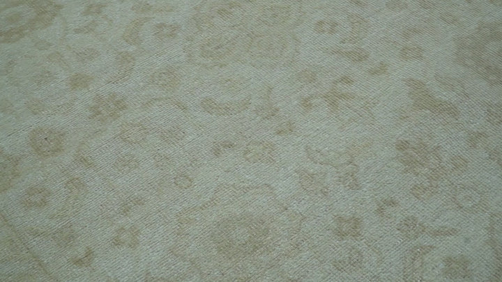 Traditional Turkish Design Beige Hand Knotted 9x12 Wool Area Rug