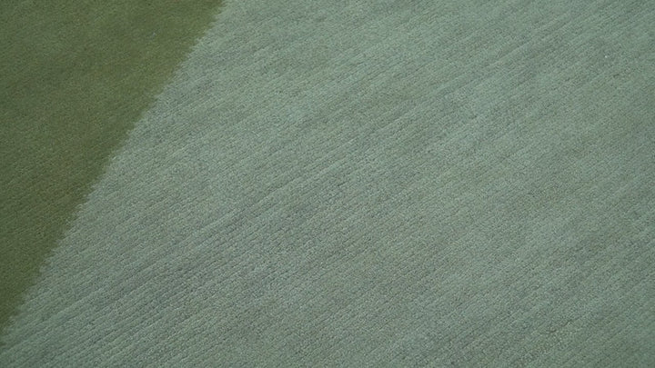 Custom Made Modern Geometrical Design Green And Gray Hand knotted wool Area Rug