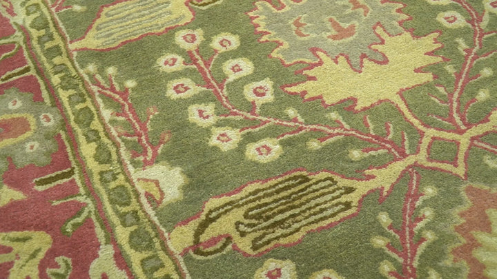 Custom Made Tree of life Green And Red Traditional Design Hand Tufted Wool Rug