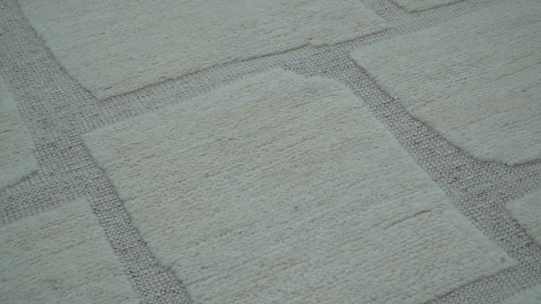 Custom Made Contemporary Gray Hand Knotted Wool Area Rug