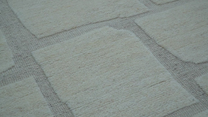 Custom Made Contemporary Gray Hand Knotted Wool Area Rug