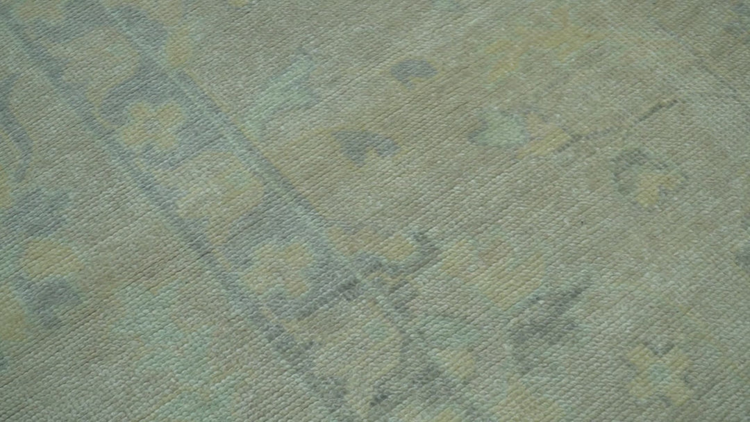 Traditional Oushak Design Blue And Beige Hand Knotted 9x12 Wool Area Rug